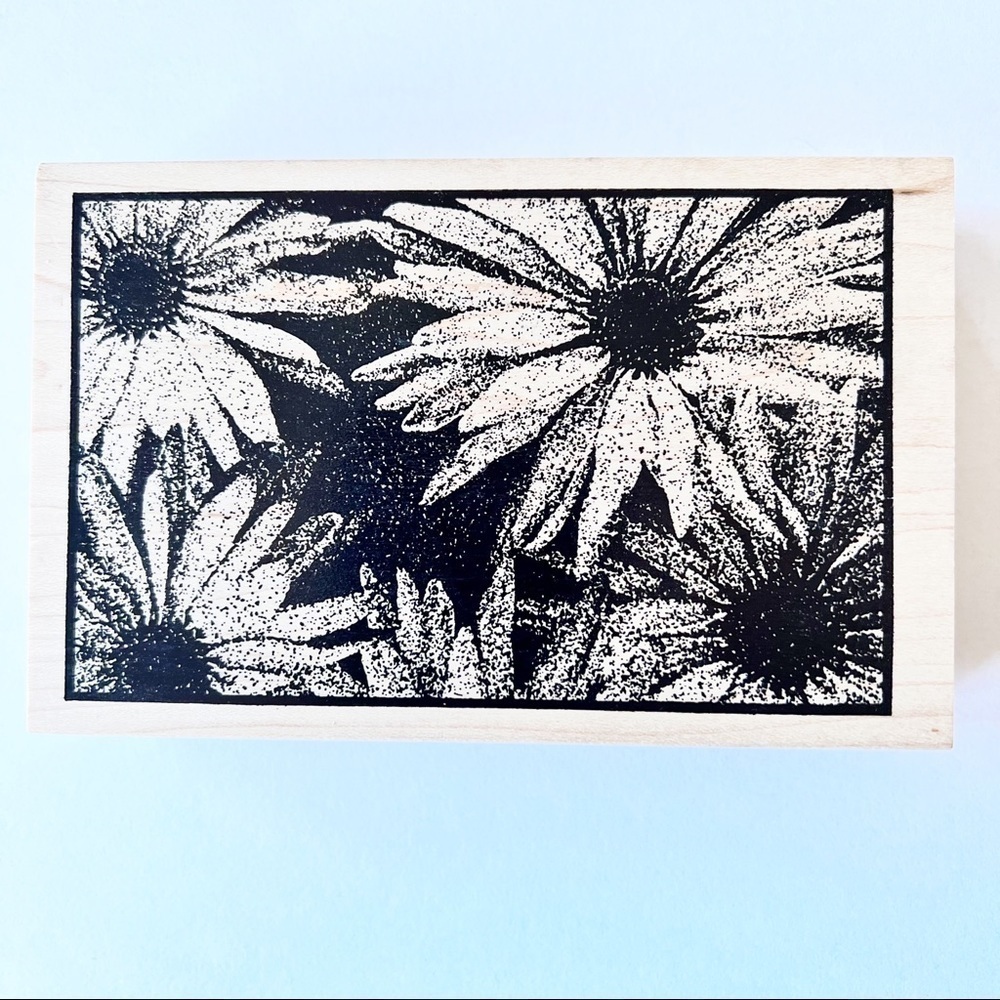 outlines Rubber Stamp Co Daisy Background Wood Mounted Rubber Stamp